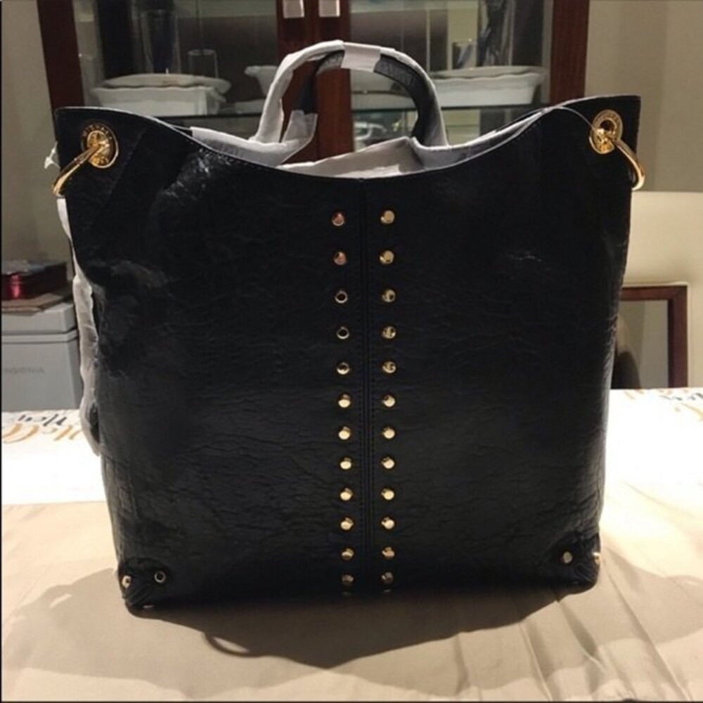 Michael Kors Astor Studded Leather Carryall Large Tote Bag Black - Picture 9 of 12